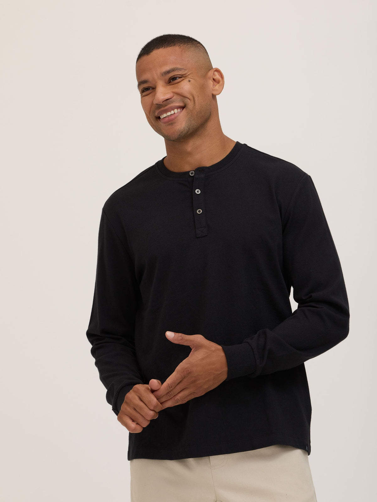 Doug Essential Jersey Long Sleeve 3-Button Henley