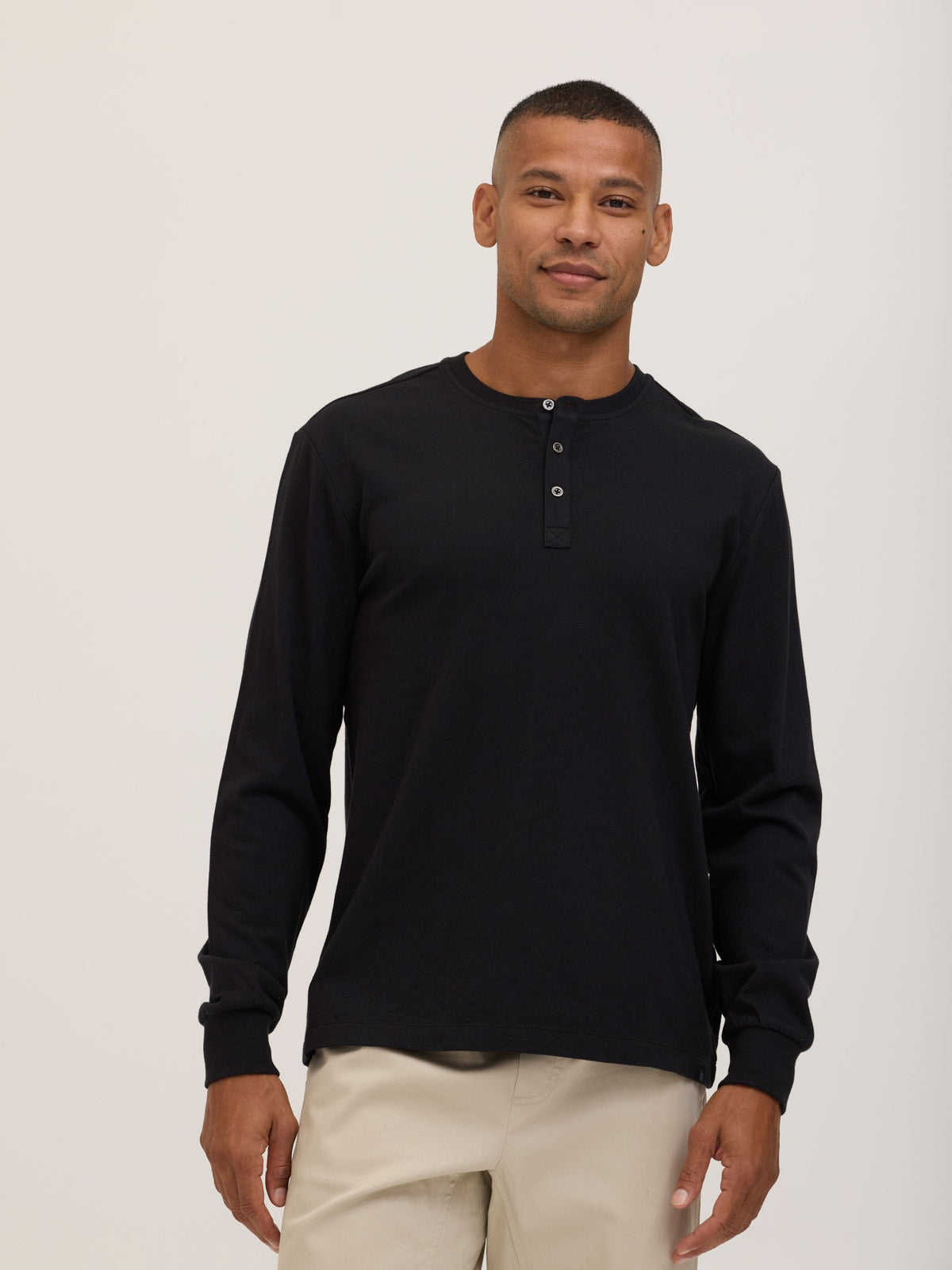 Doug Essential Jersey Long Sleeve 3-Button Henley