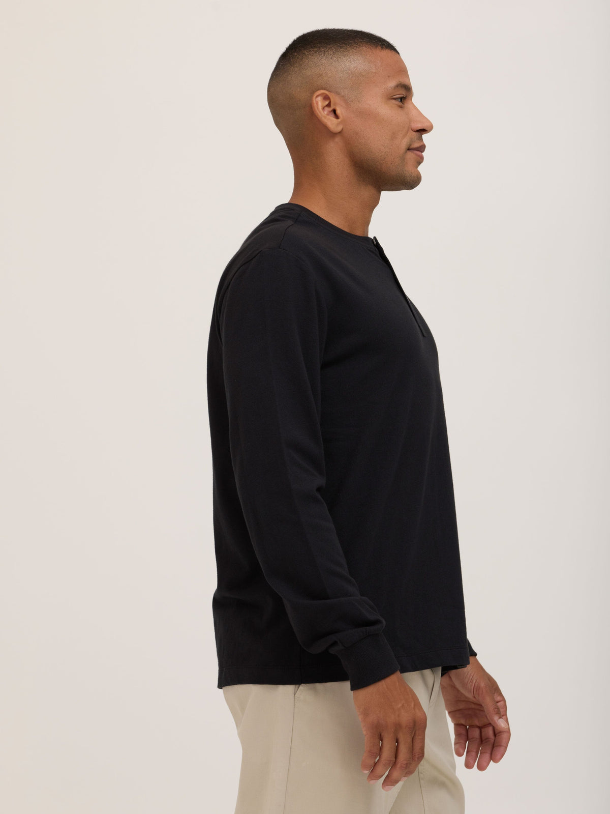 Doug Essential Jersey Long Sleeve 3-Button Henley