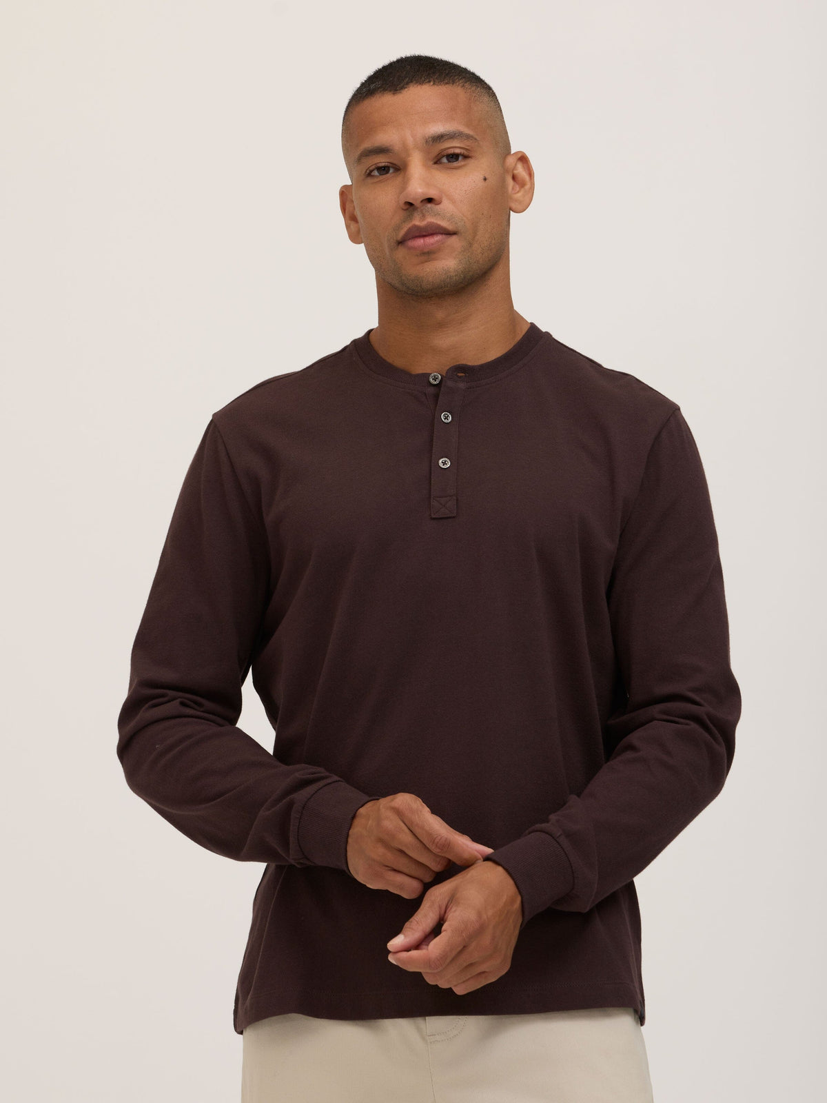 Doug Essential Jersey Long Sleeve 3-Button Henley