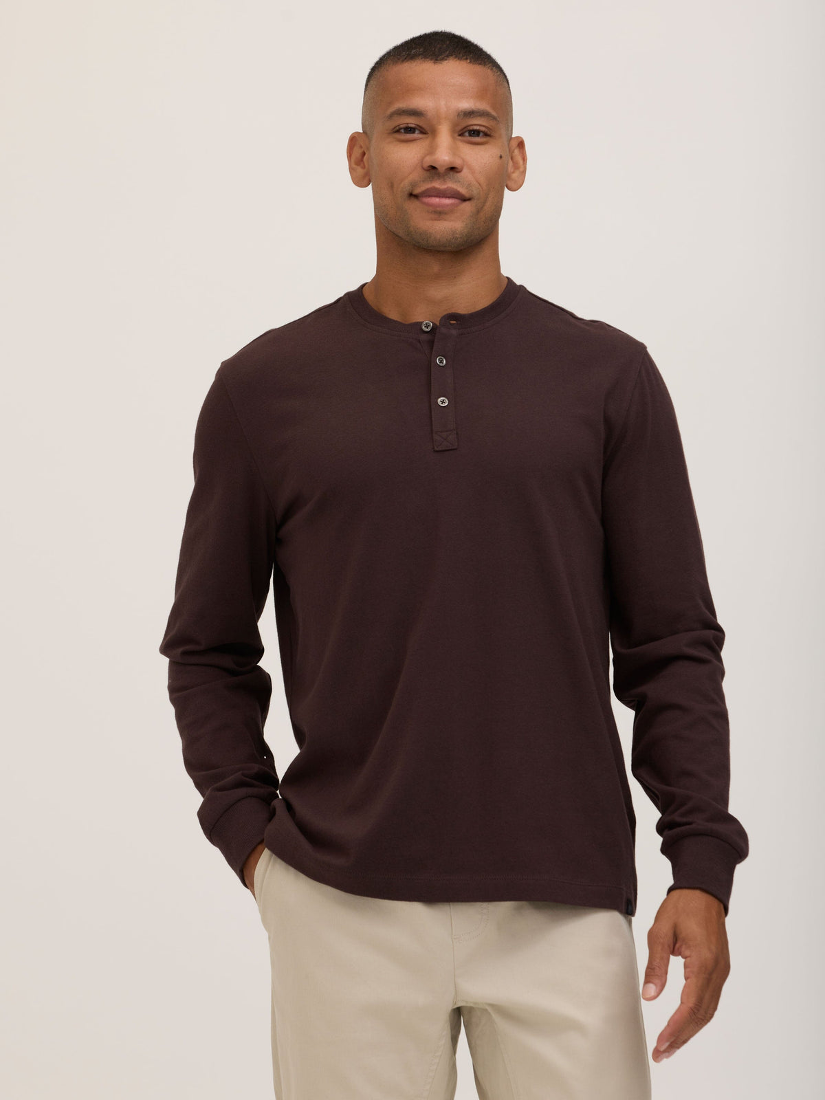 Doug Essential Jersey Long Sleeve 3-Button Henley