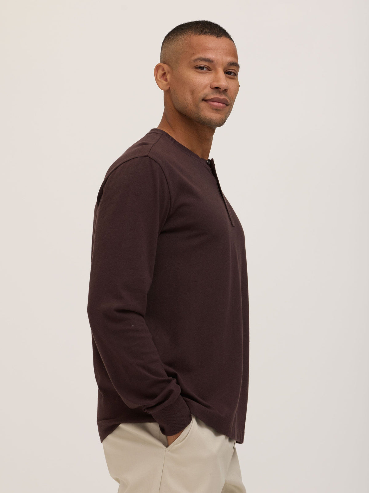 Doug Essential Jersey Long Sleeve 3-Button Henley