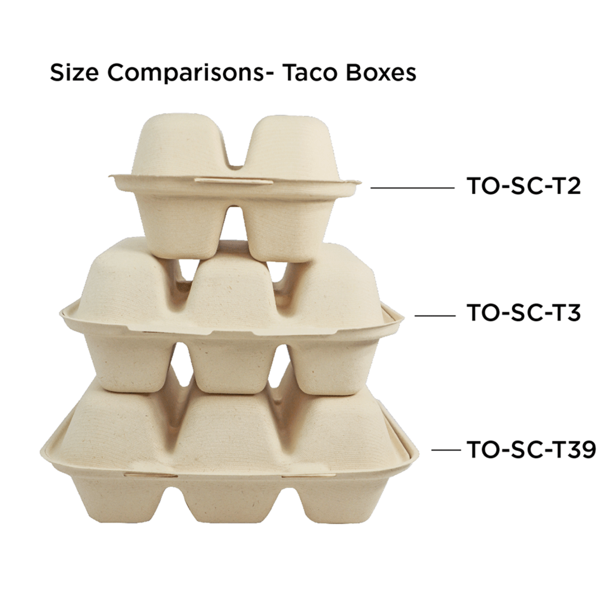 World Centric Fiber Taco Box 3-Compartment 8x7x3in Compostable (QTY 300), SKU TO-SC-T3-LFS