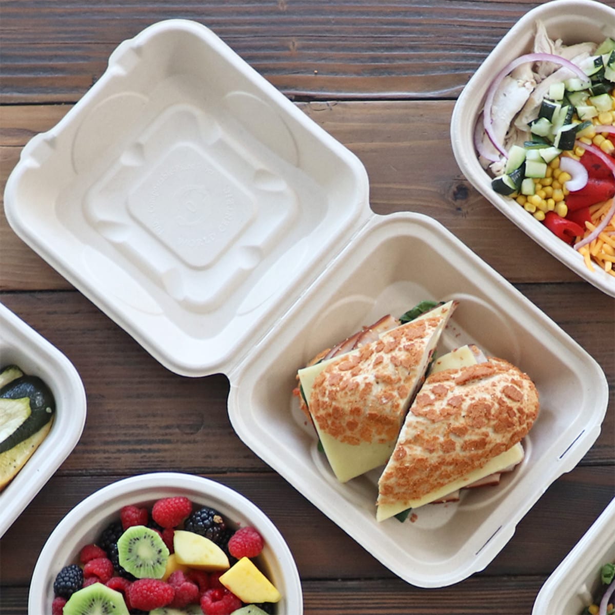 World Centric 8"x8"x3" Fiber Clamshell (QTY:300)