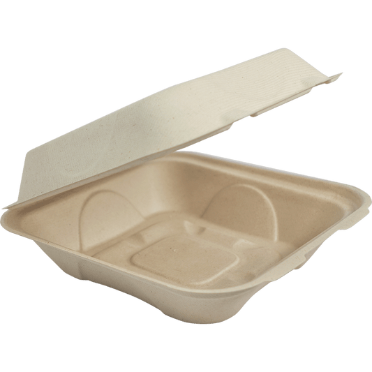 World Centric 9x9x3" Fiber Clamshell PLA Lined (QTY:300)