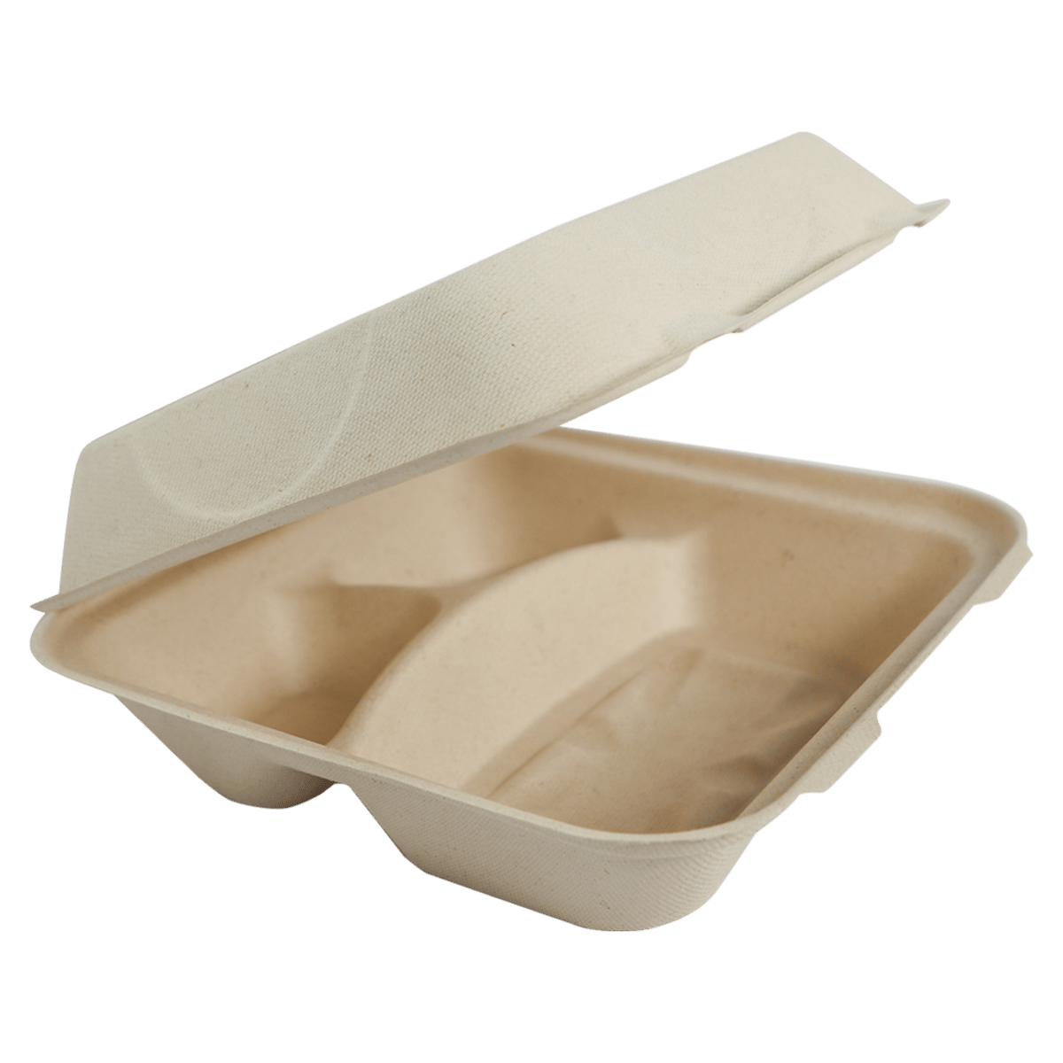 World Centric 9x9x3" Fiber Clamshell, 3-Compt PLA Lined (QTY:300)