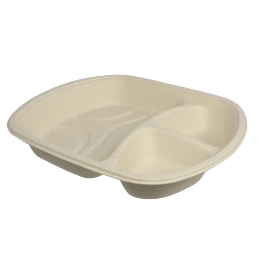 World Centric 98T Fiber 3-Compartment Nacho Tray (QTY 600), SKU TR-FB-98T-LFP