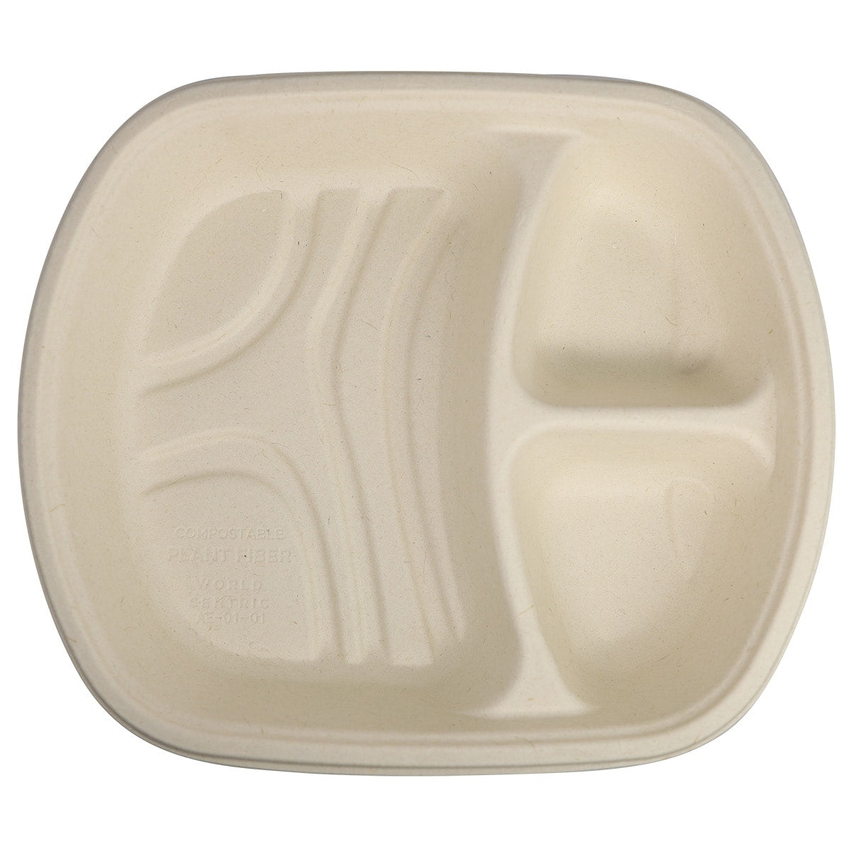 World Centric 98T Fiber 3-Compartment Nacho Tray (QTY 600), SKU TR-FB-98T-LFP