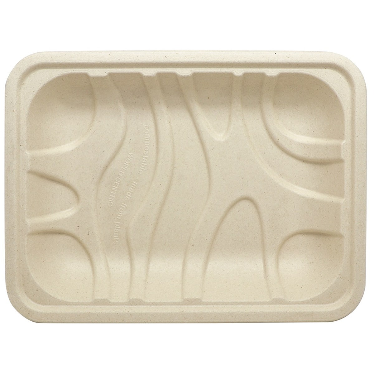 World Centric 8.6x6.5x1.25" Fiber Laminated Meat and Produce Tray, PLA Lined (QTY:450)