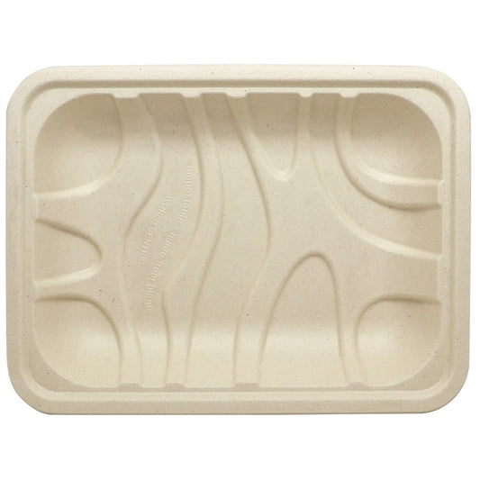 World Centric 8.6x6.5x1.25" Fiber Laminated Meat and Produce Tray, PLA Lined (QTY:450)