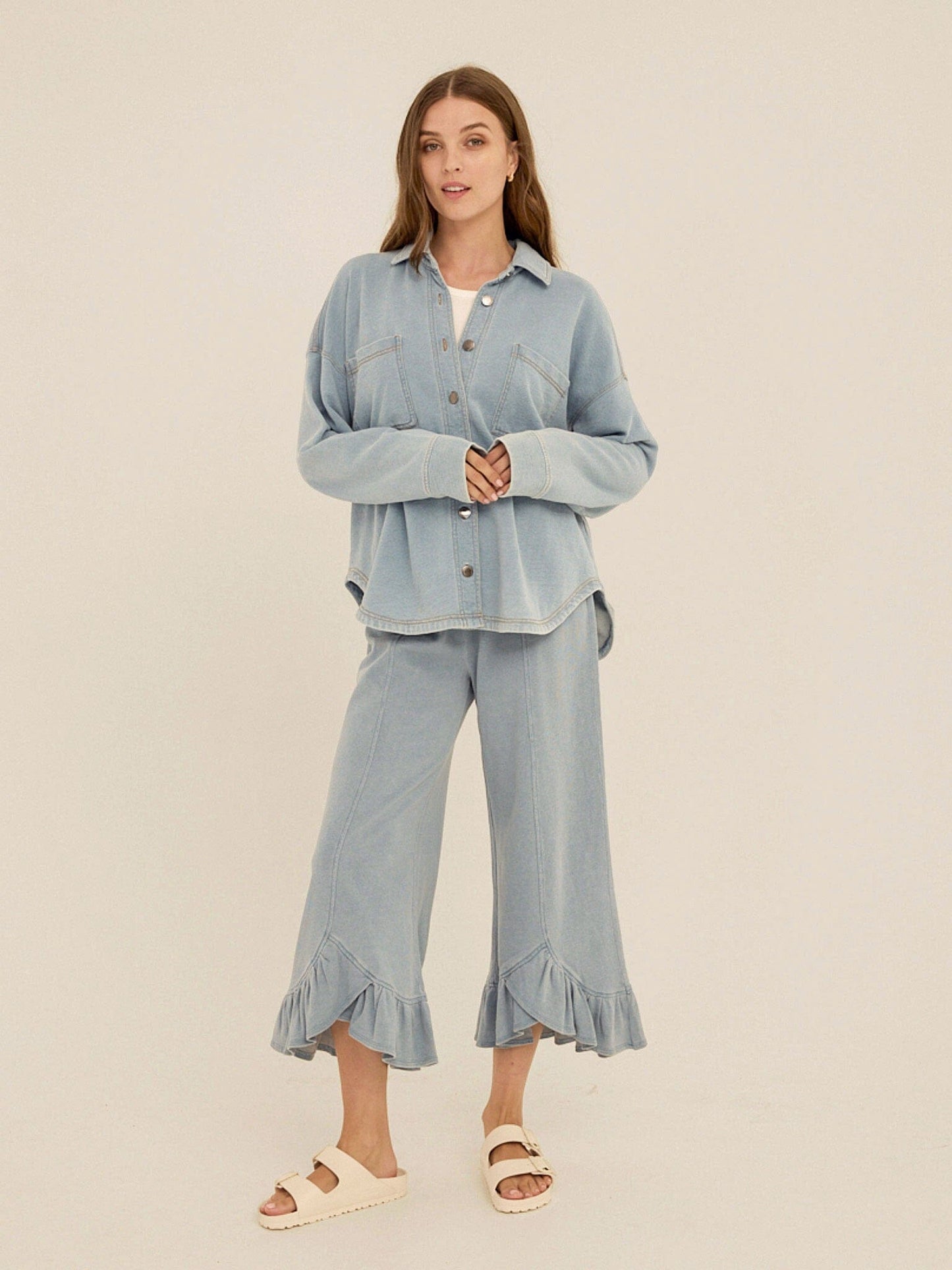 Blaire Denim Terry Button-Down