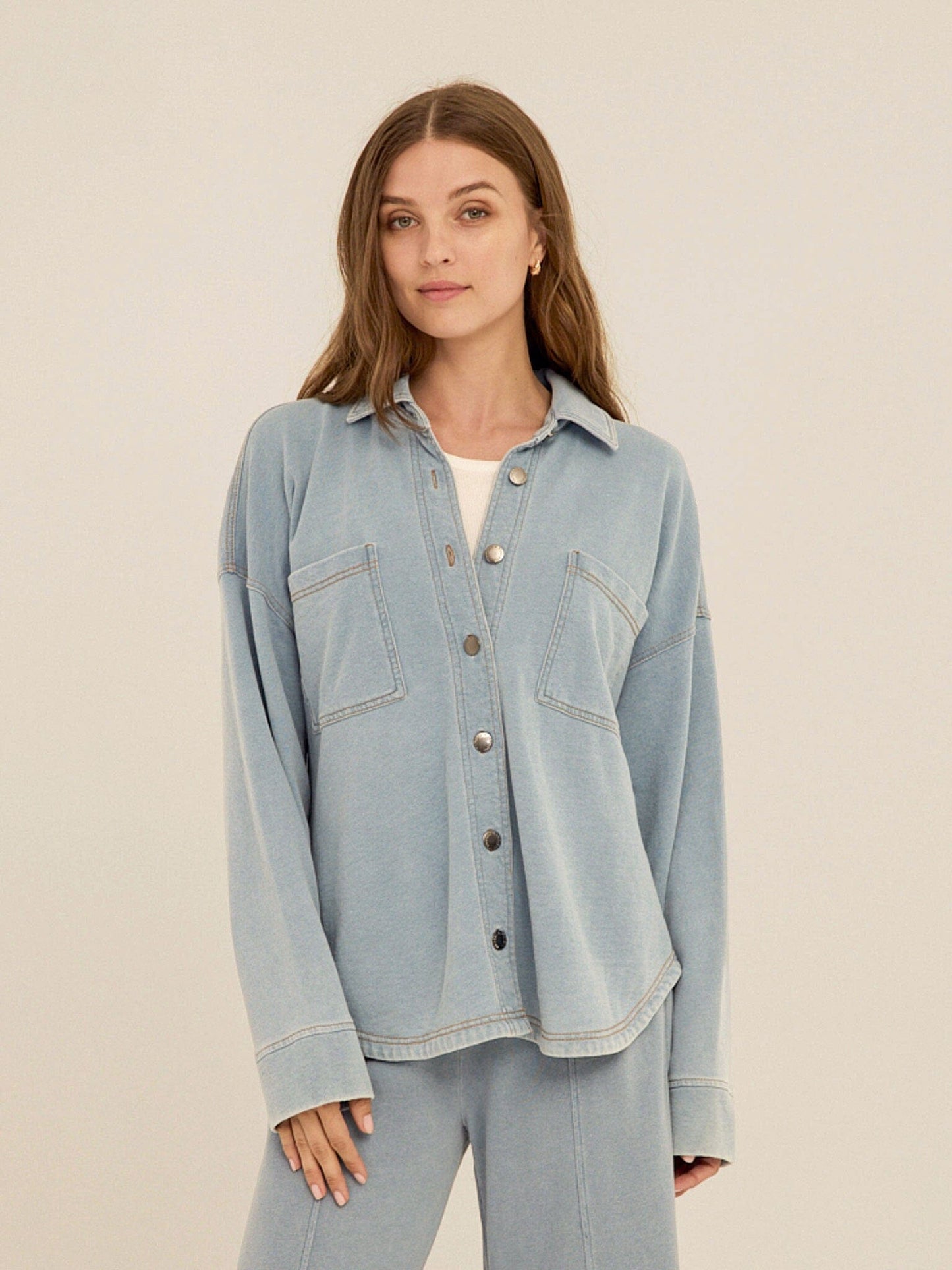 Blaire Denim Terry Button-Down