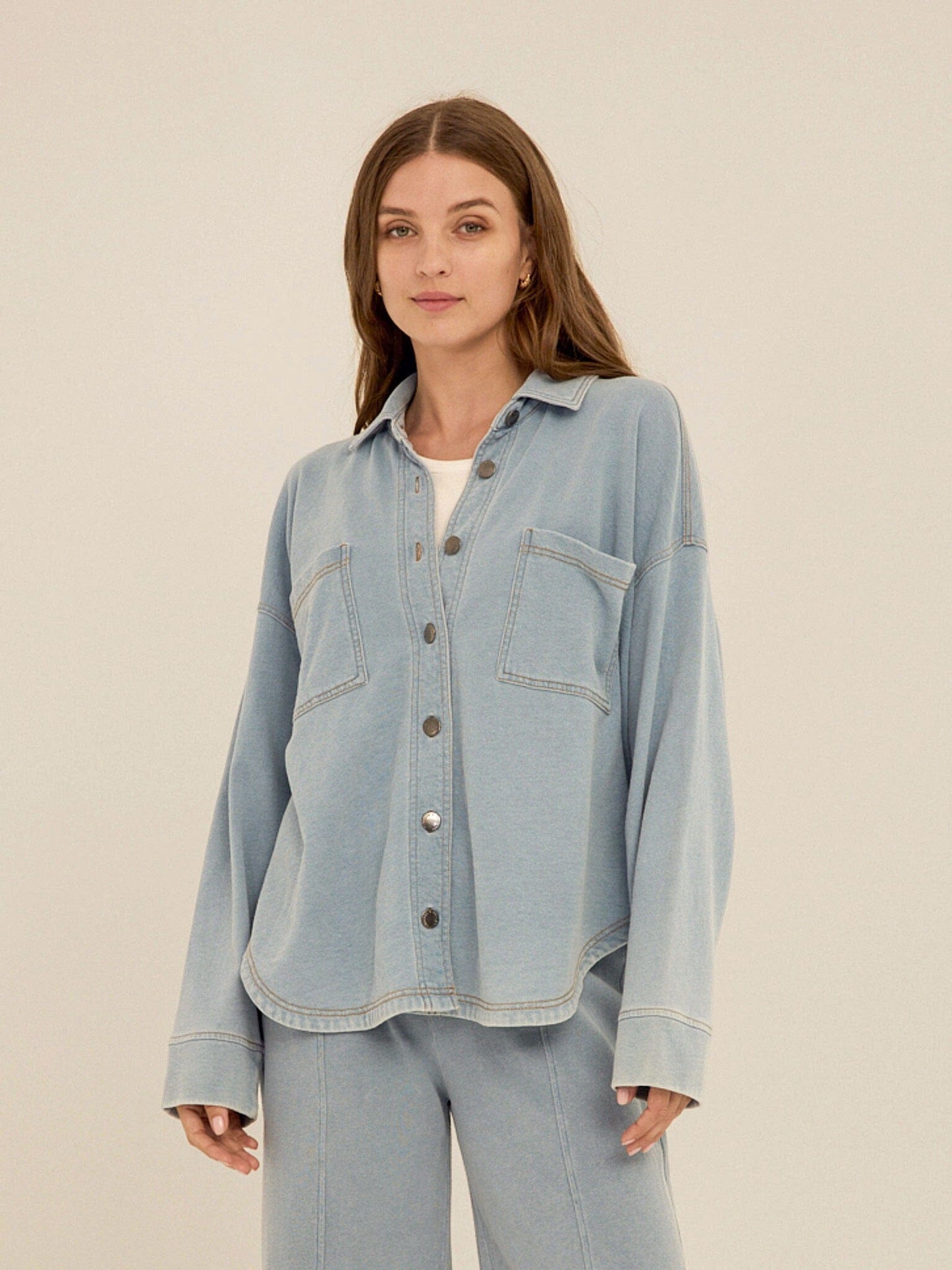 Blaire Denim Terry Button-Down
