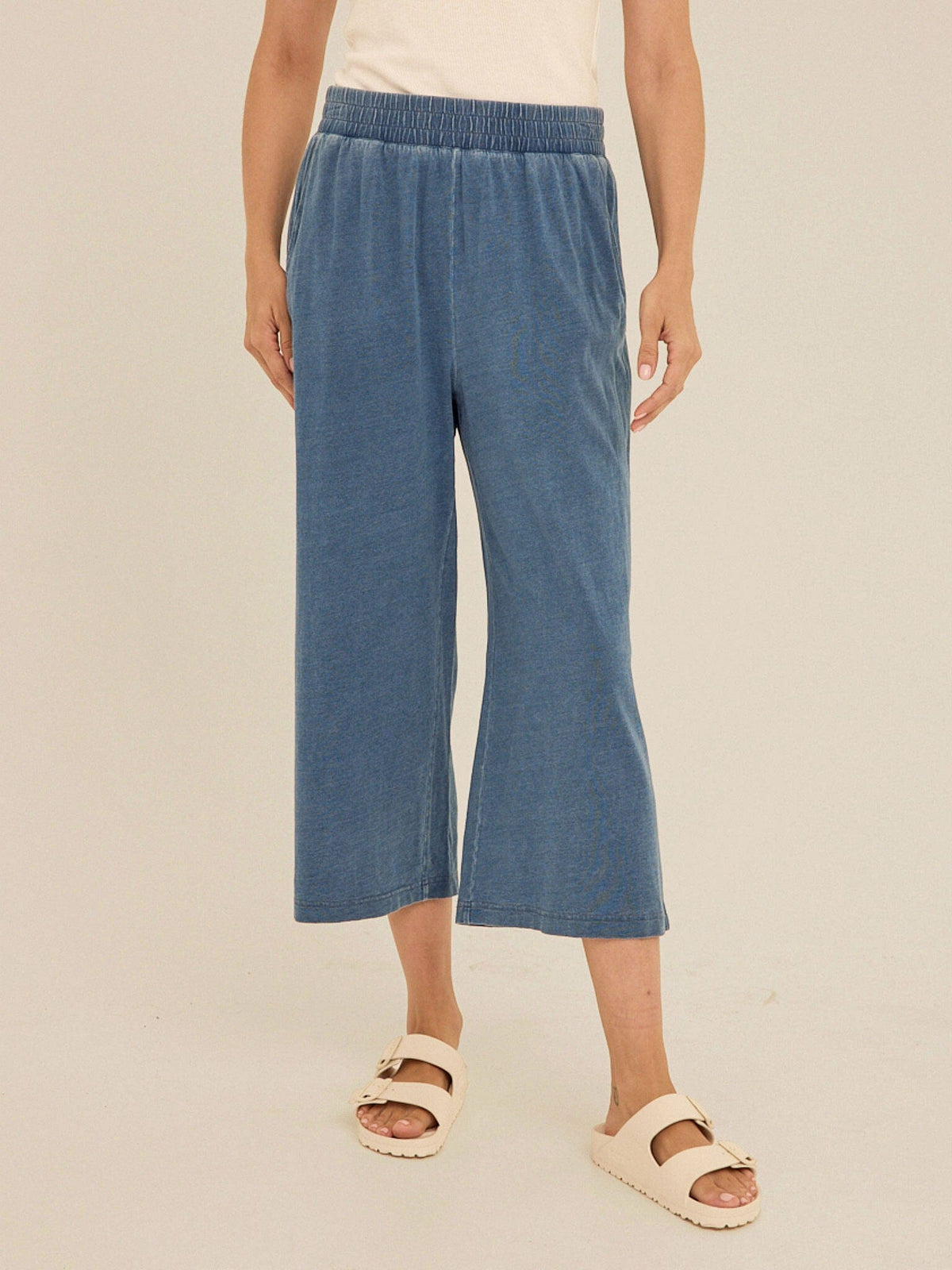 Ivanna Indigo Jersey Wide Leg Capri Pant