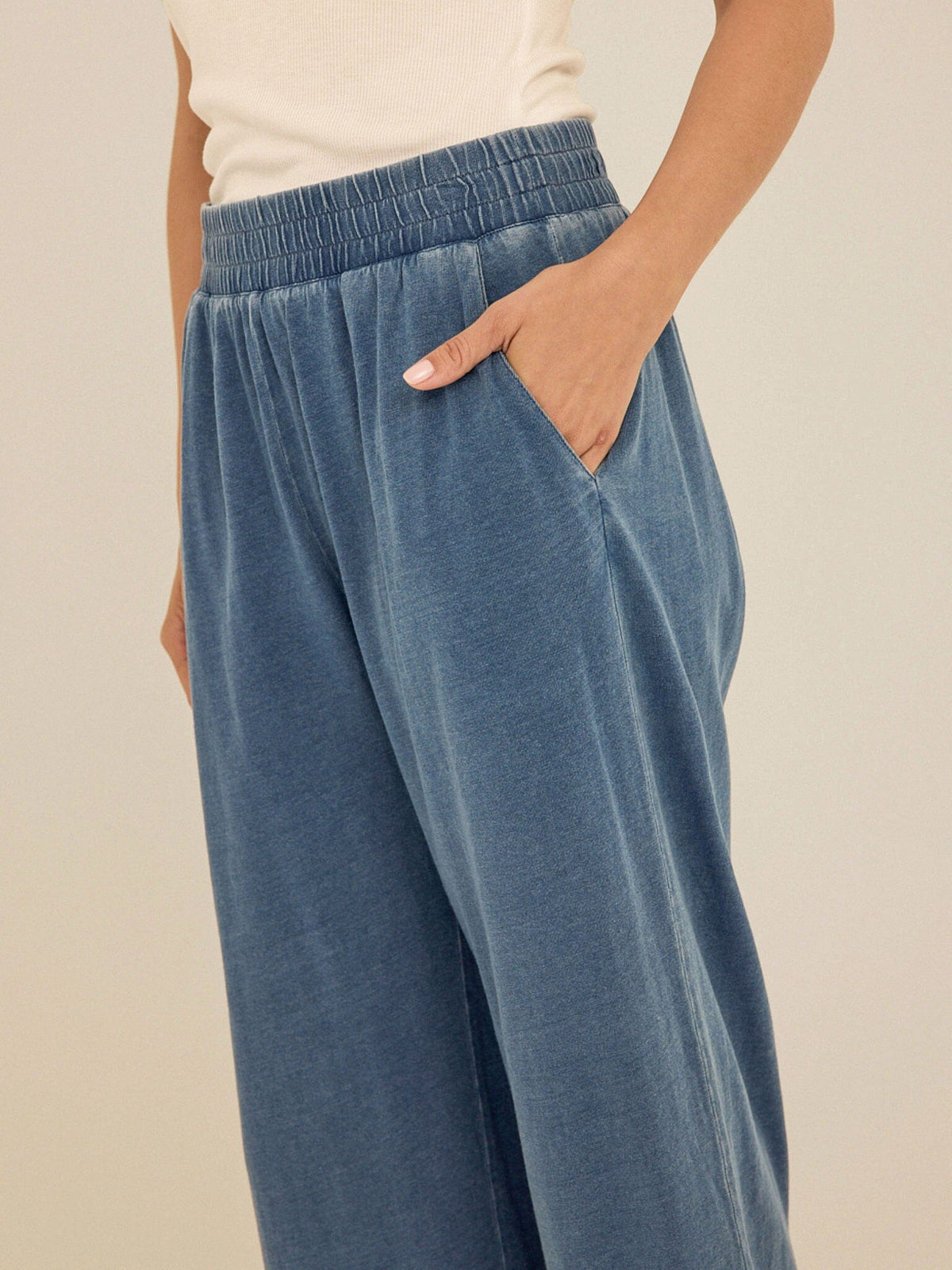 Ivanna Indigo Jersey Wide Leg Capri Pant