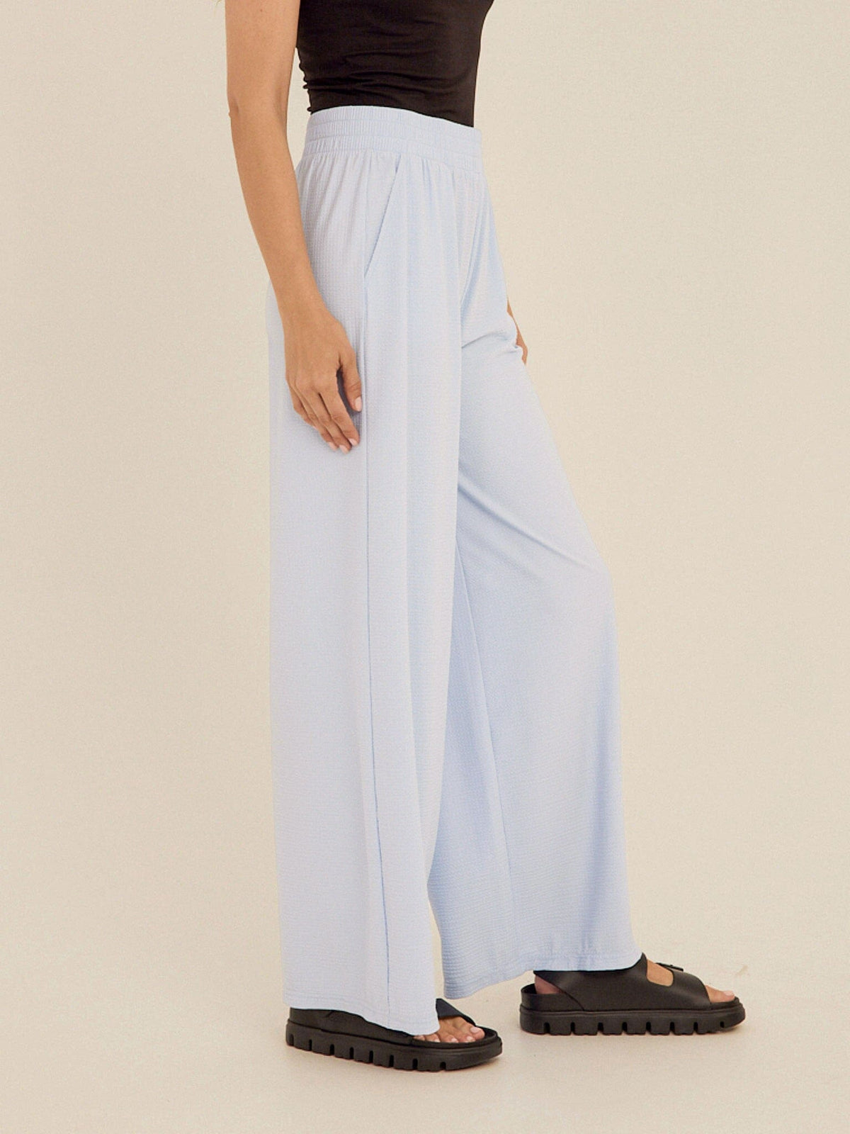 Phaedra Stretch Seersucker Wide Leg Pant
