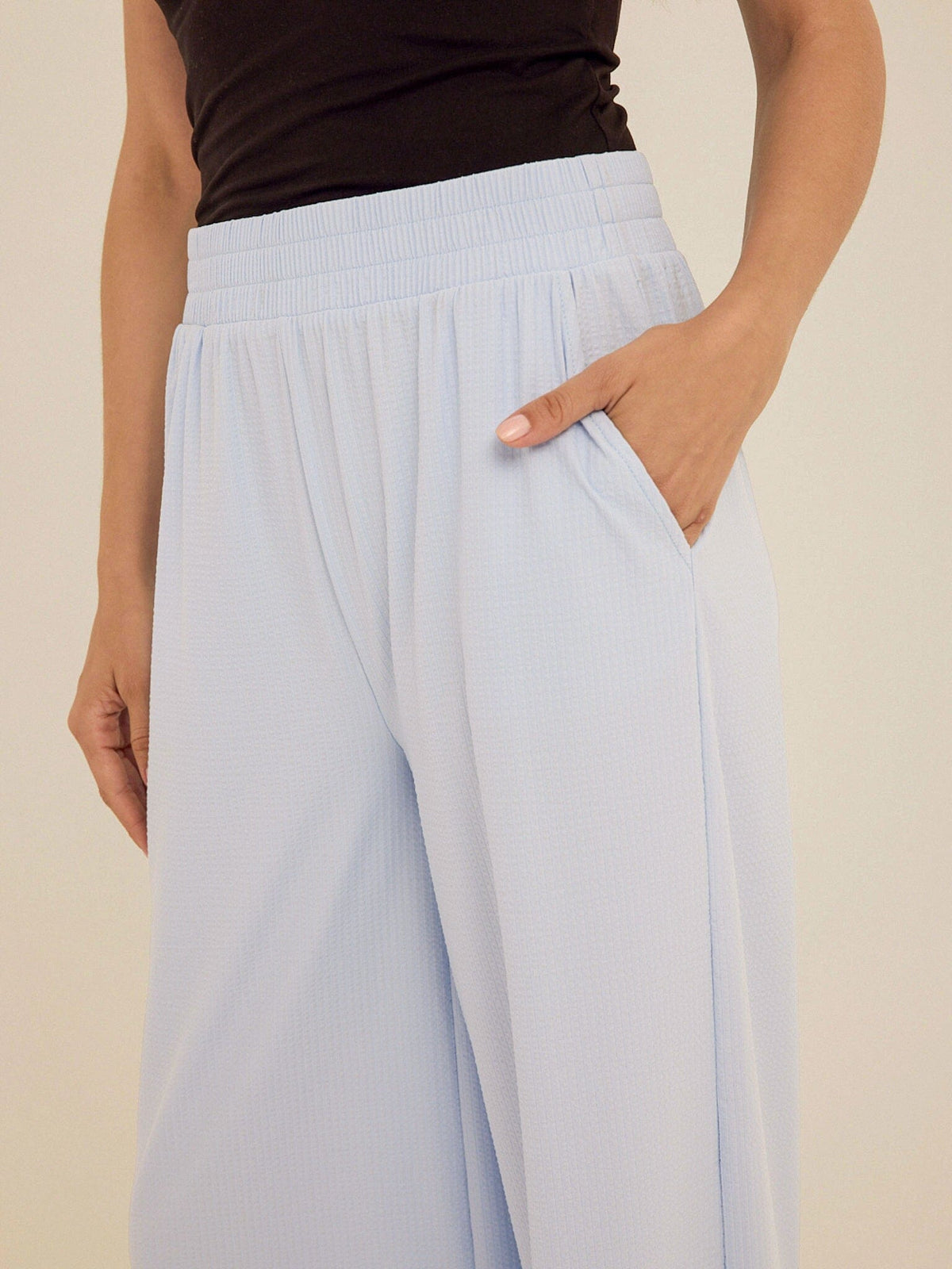 Phaedra Stretch Seersucker Wide Leg Pant