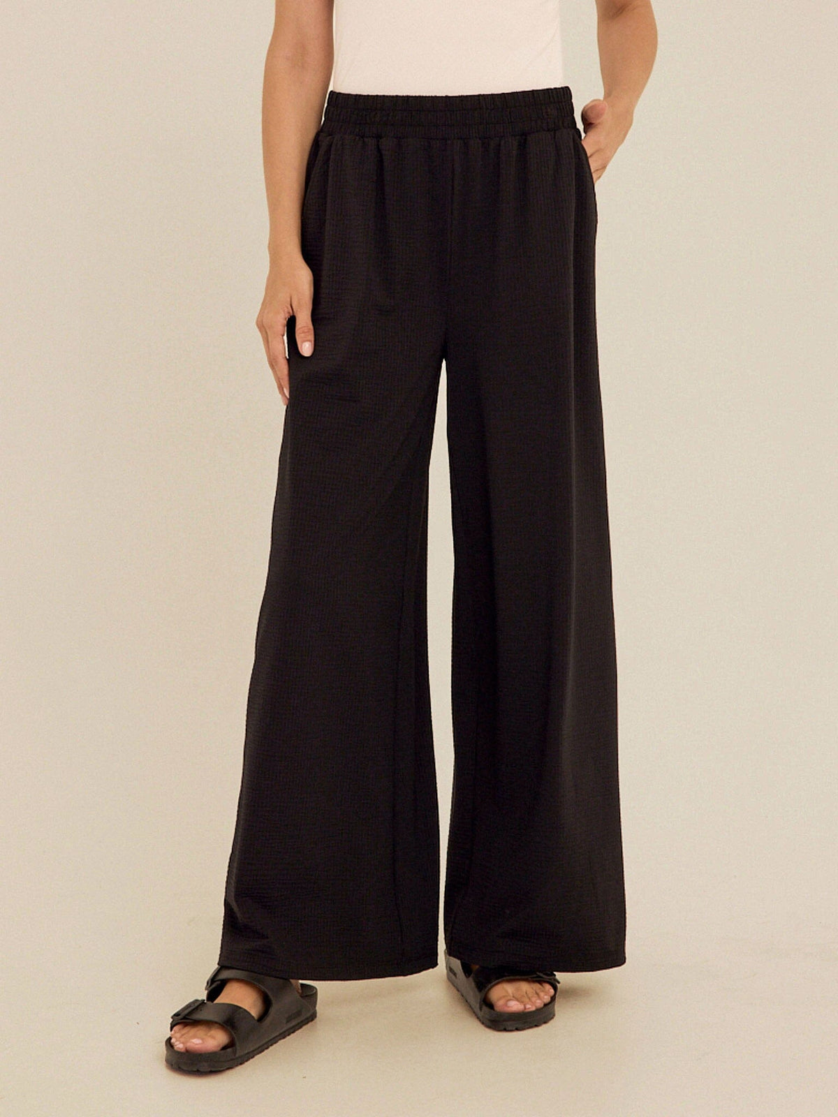 Phaedra Stretch Seersucker Wide Leg Pant