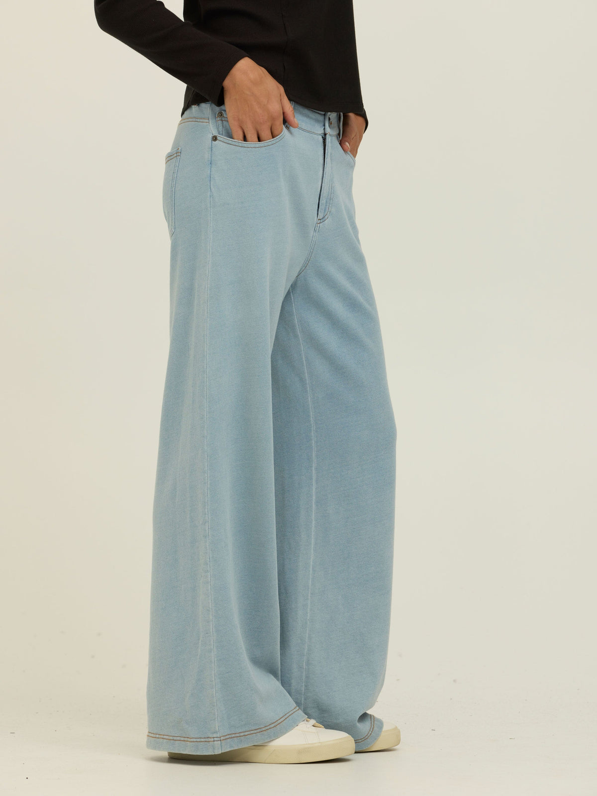 Krystal Denim Terry Wide Leg Pant