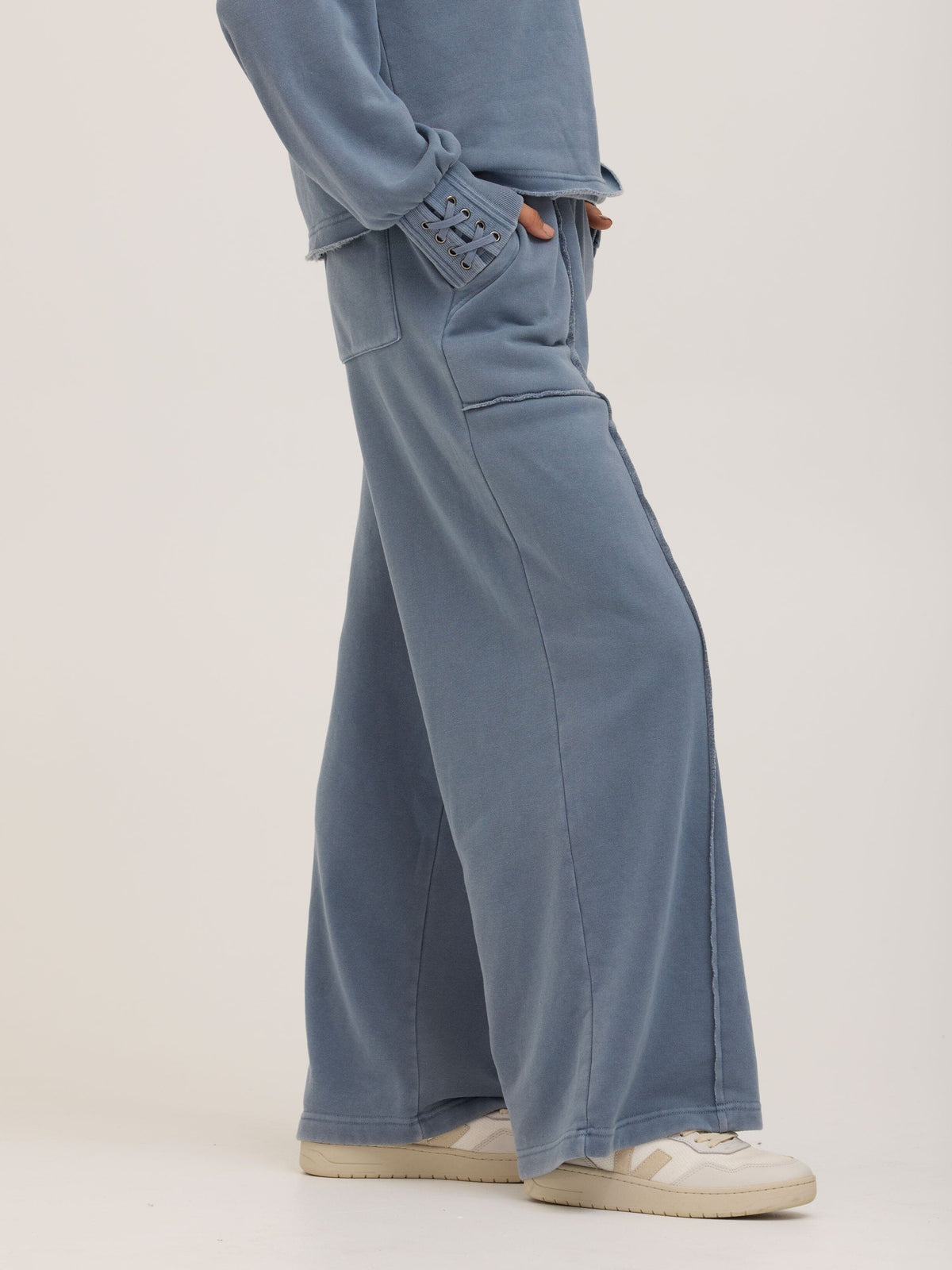 Sigourney Mineral Wash Fleece Wide Leg Pant
