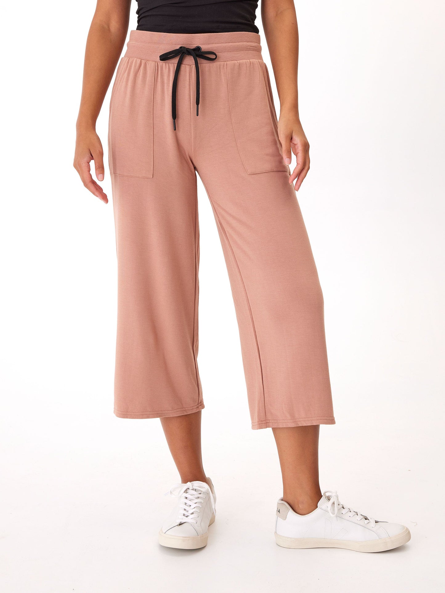 Carrie Feather Fleece Wide Leg Crop Pant 22"