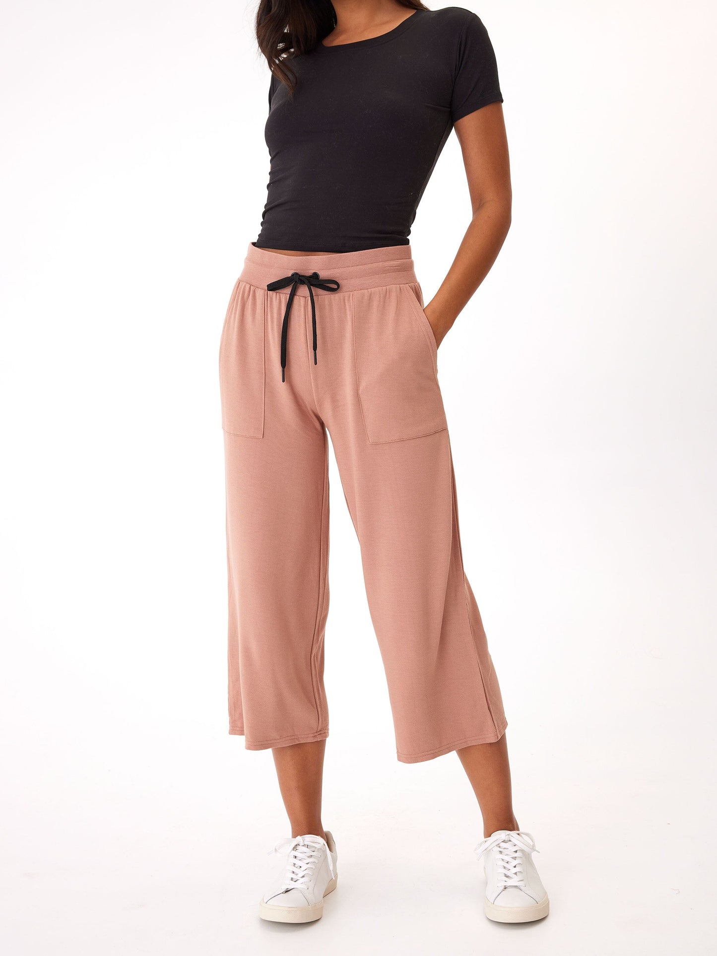 Carrie Feather Fleece Wide Leg Crop Pant 22"