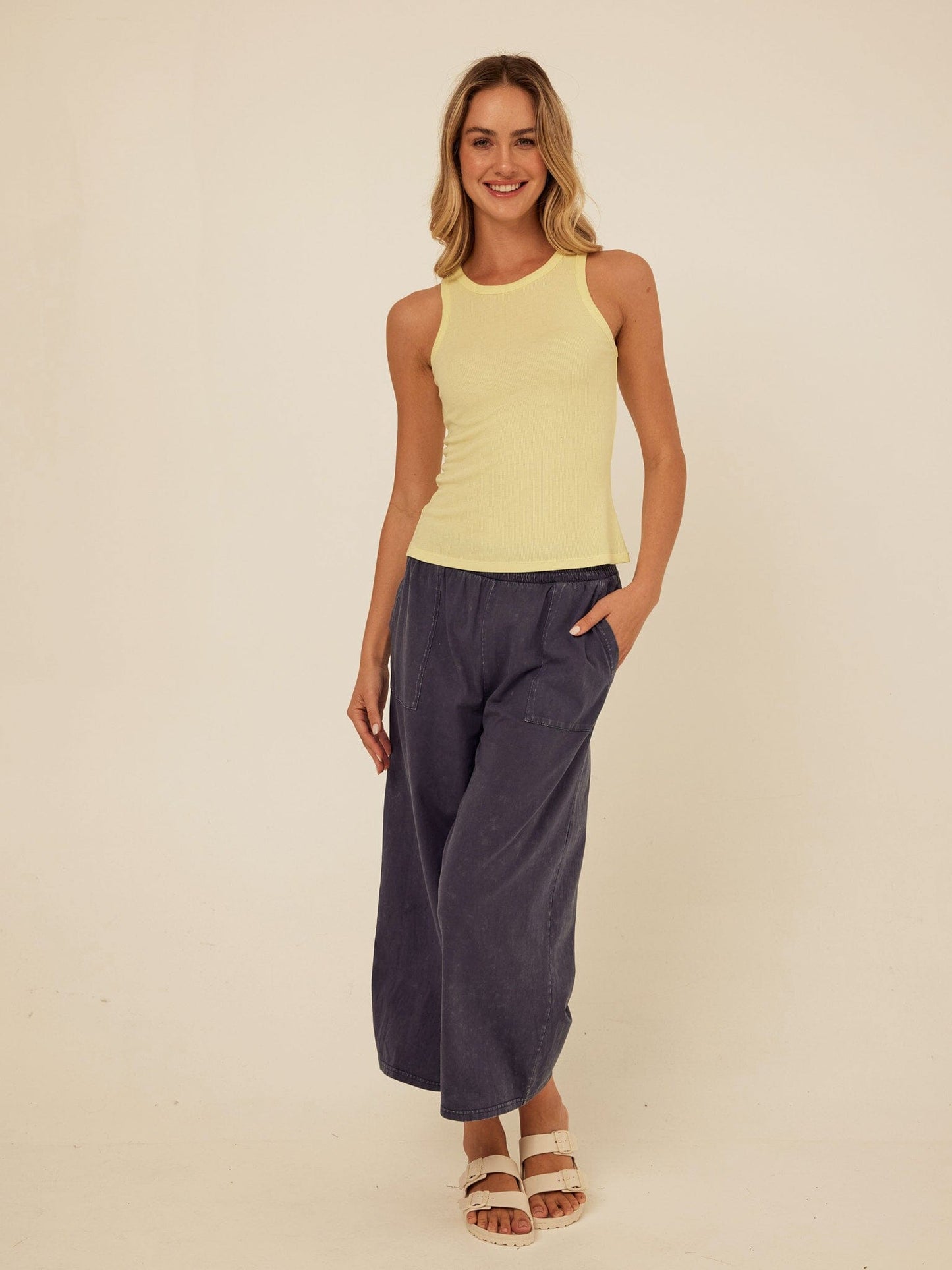 Bailey Feather Rib High Neck Tank