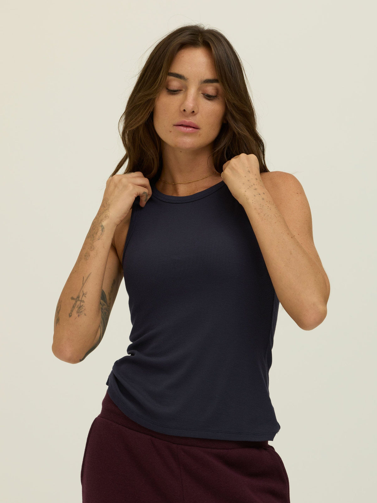 Bailey Feather Rib High Neck Tank