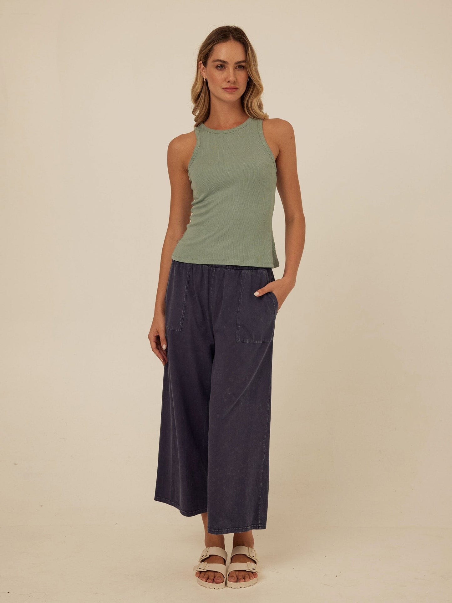 Bailey Feather Rib High Neck Tank