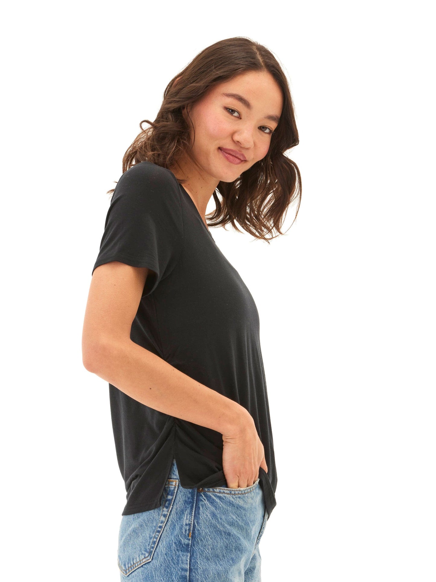 Briona Tencel Jersey Ruched Side Tee