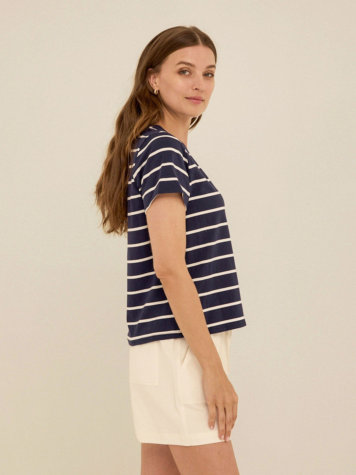 Maxine Stripe Eco Jersey V-Neck Tee