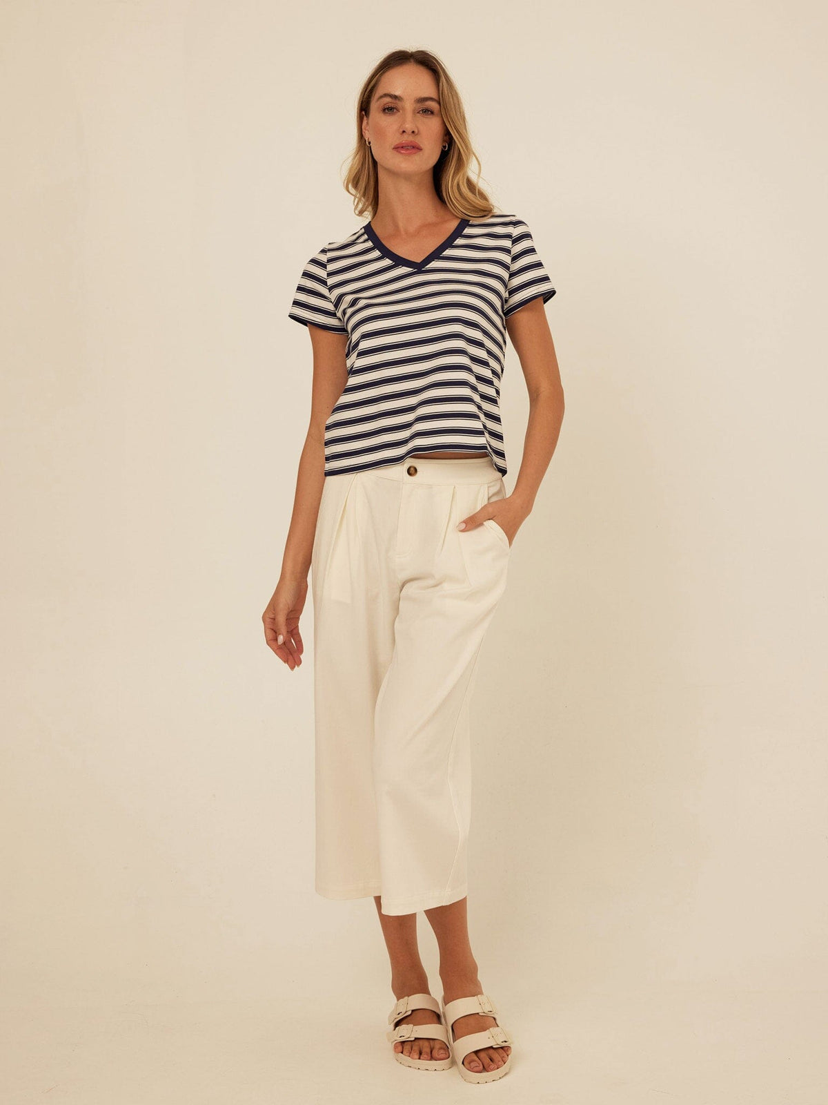 Maxine Stripe Eco Jersey V-Neck Tee
