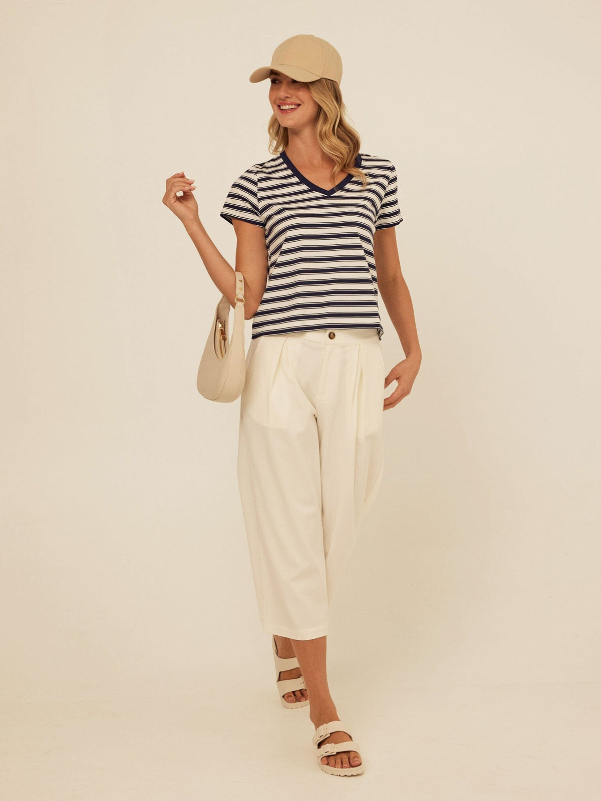 Maxine Stripe Eco Jersey V-Neck Tee
