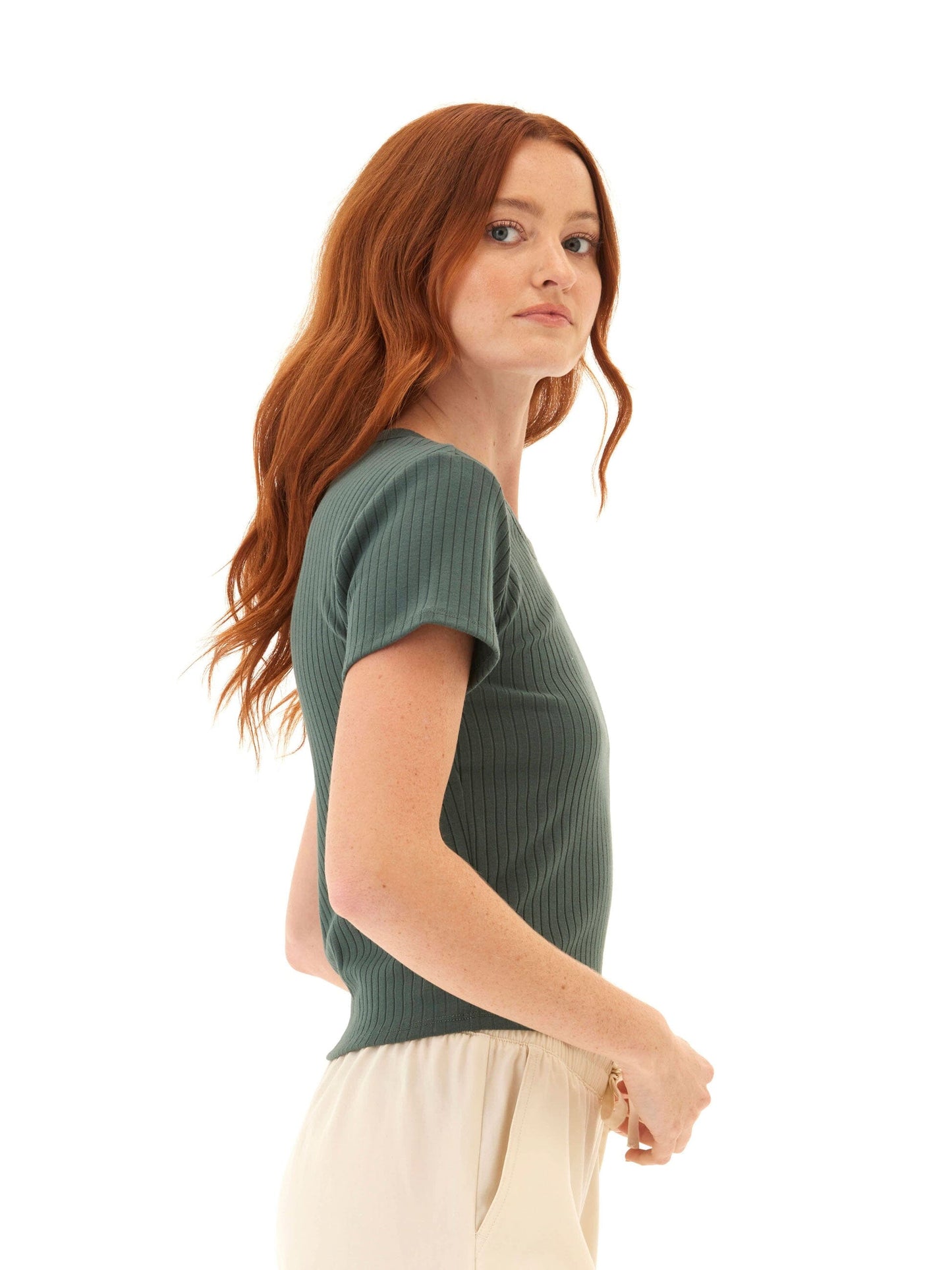 Felicia Organic Rib Scoop Neck Tee