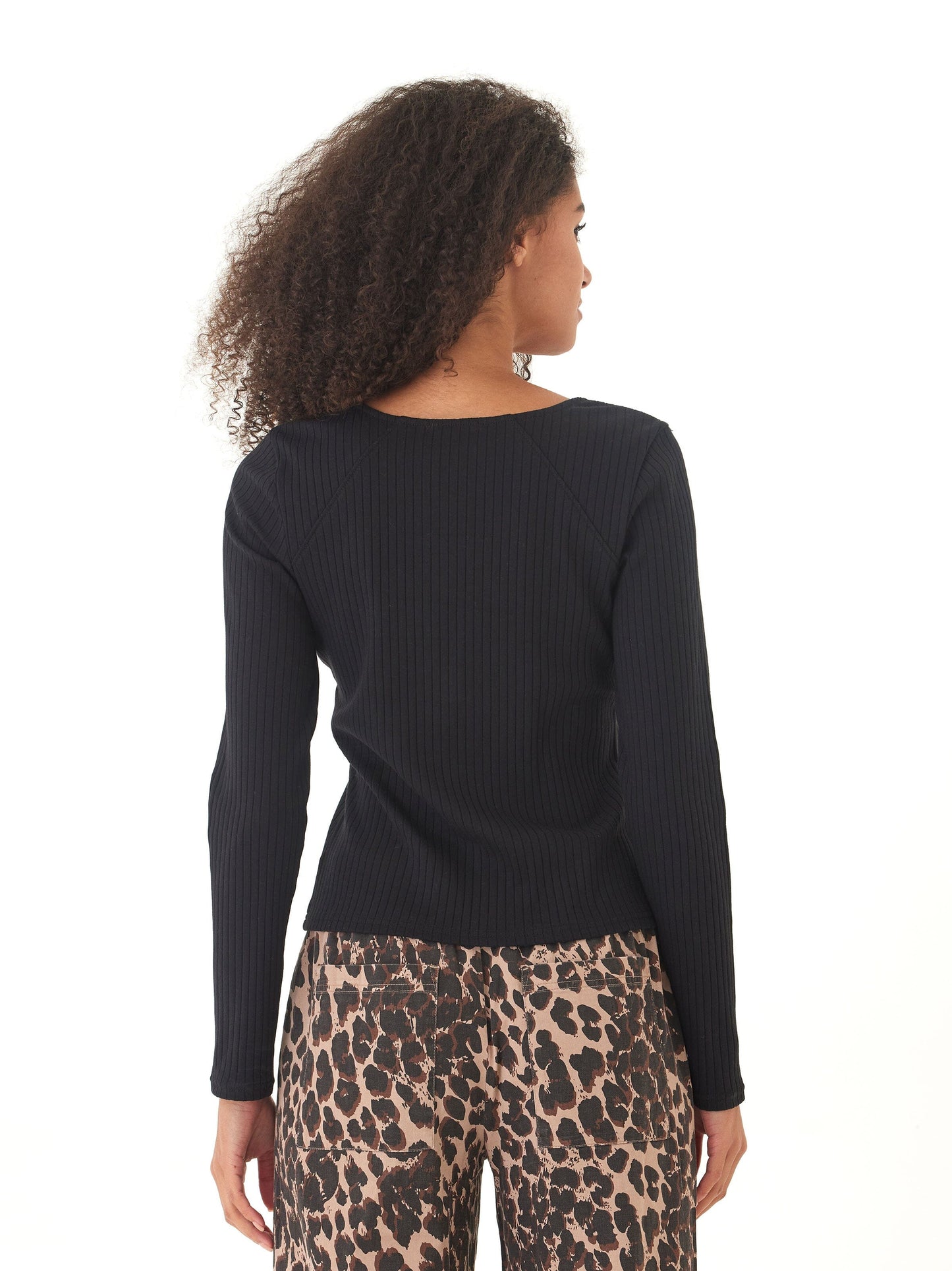 Leah Organic Rib Square Neck  Long Sleeve