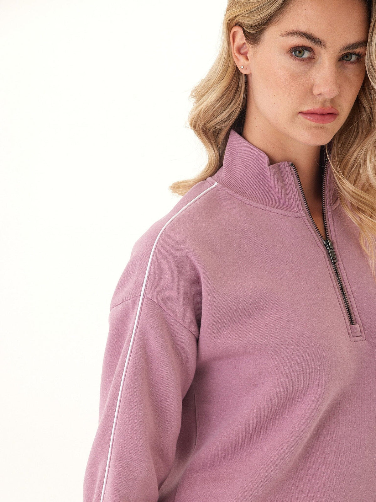 Constance Triblend Fleece Piping Detail Half Zip Pullover
