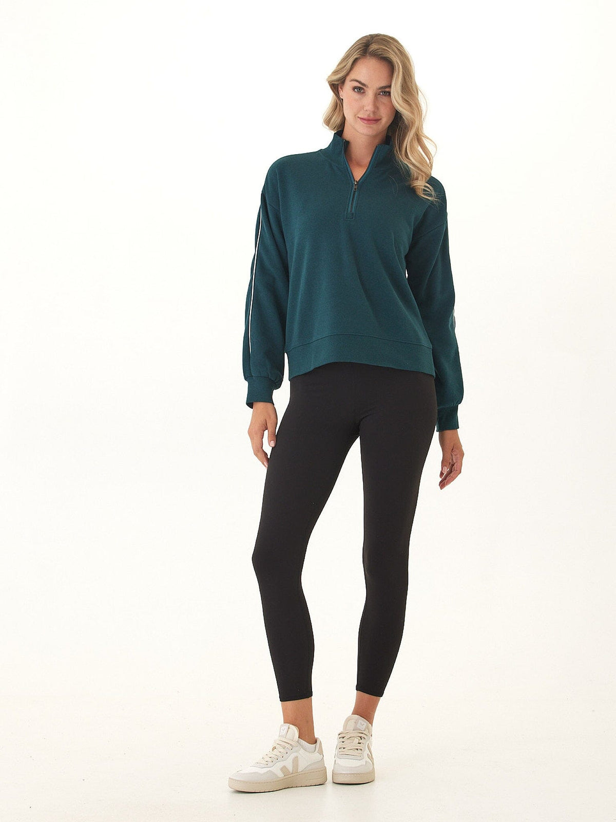 Constance Triblend Fleece Piping Detail Half Zip Pullover