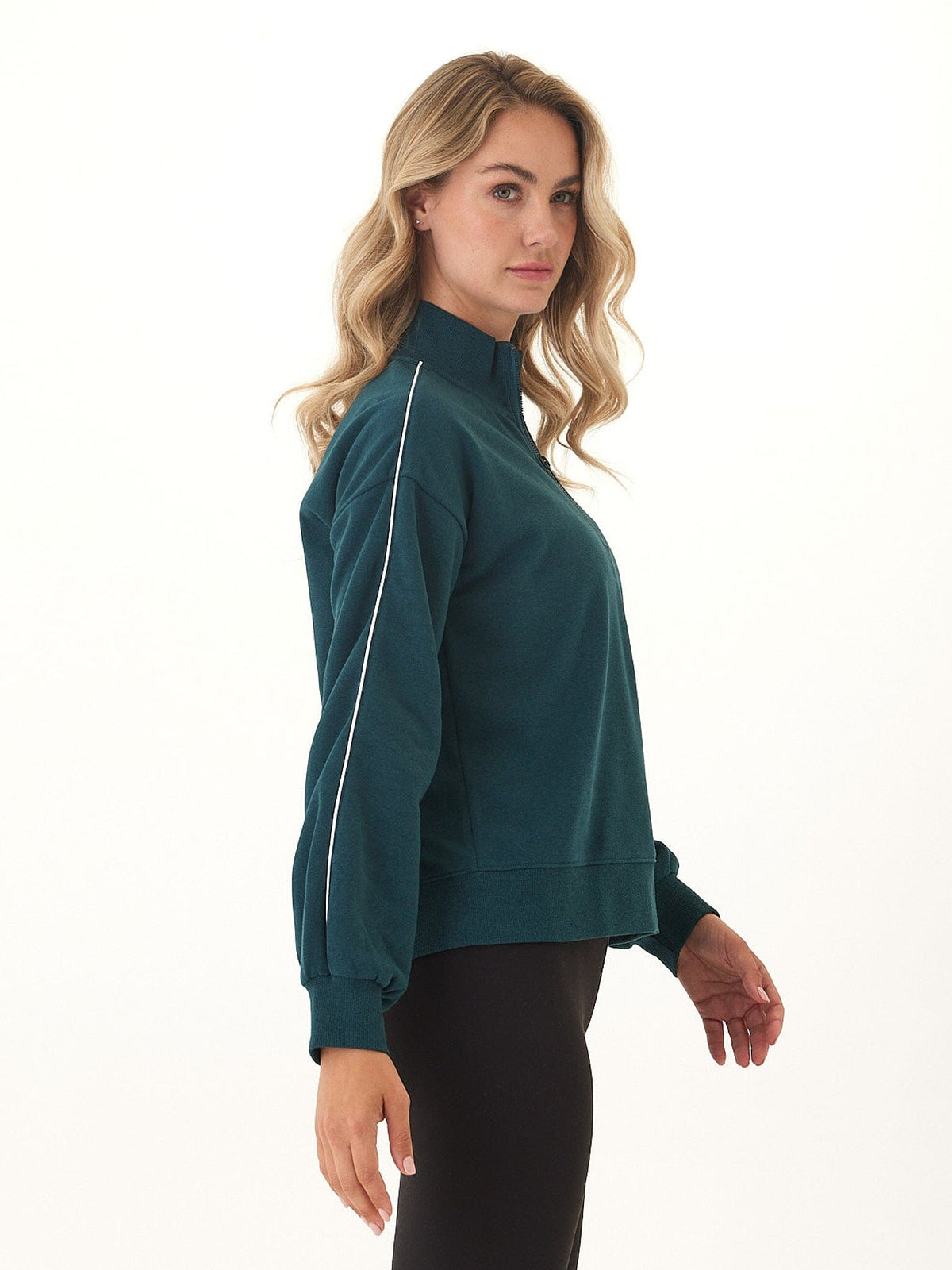 Constance Triblend Fleece Piping Detail Half Zip Pullover