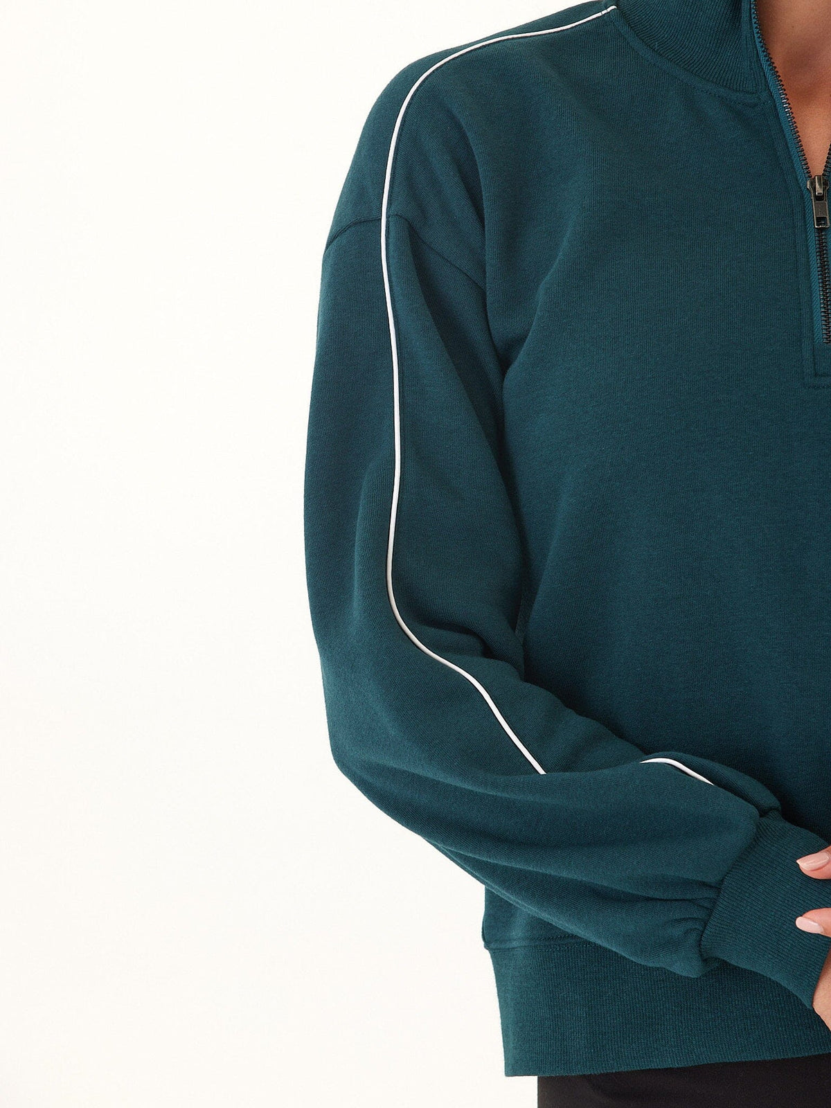 Constance Triblend Fleece Piping Detail Half Zip Pullover