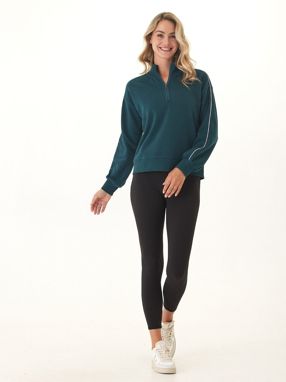 Constance Triblend Fleece Piping Detail Half Zip Pullover