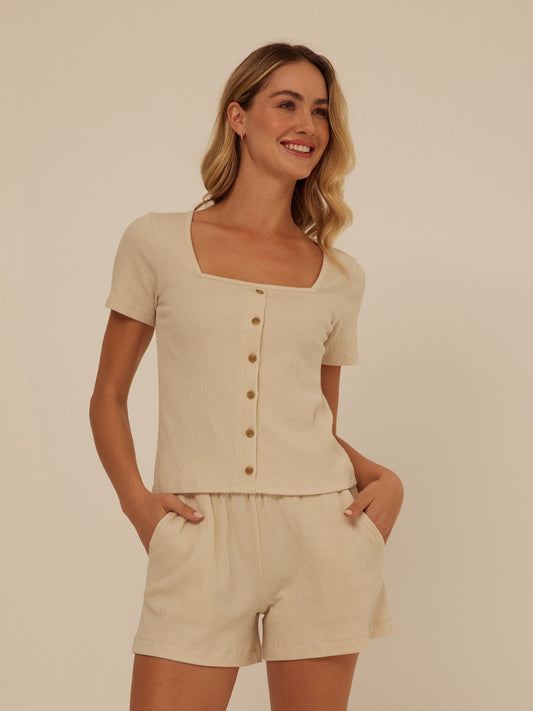 Jamila Smocked Jersey Short Sleeve
