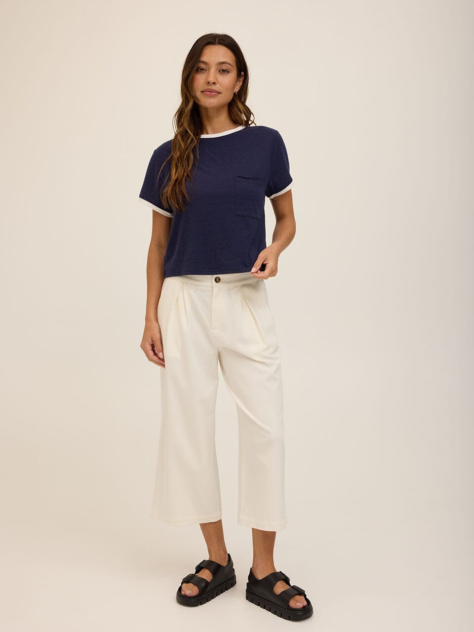 Shelbie Triblend Jersey Pocket Ringer Tee