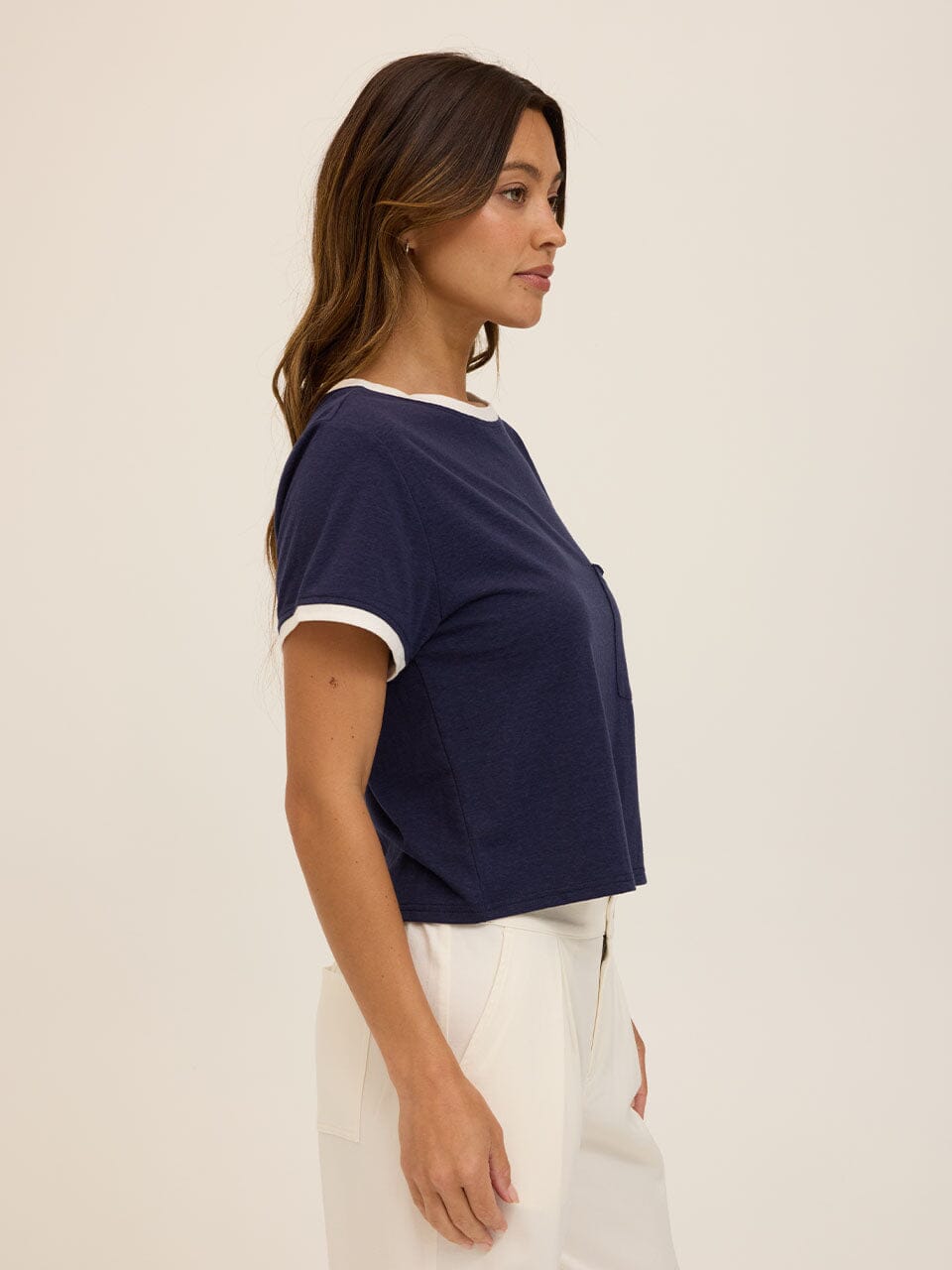 Shelbie Triblend Jersey Pocket Ringer Tee