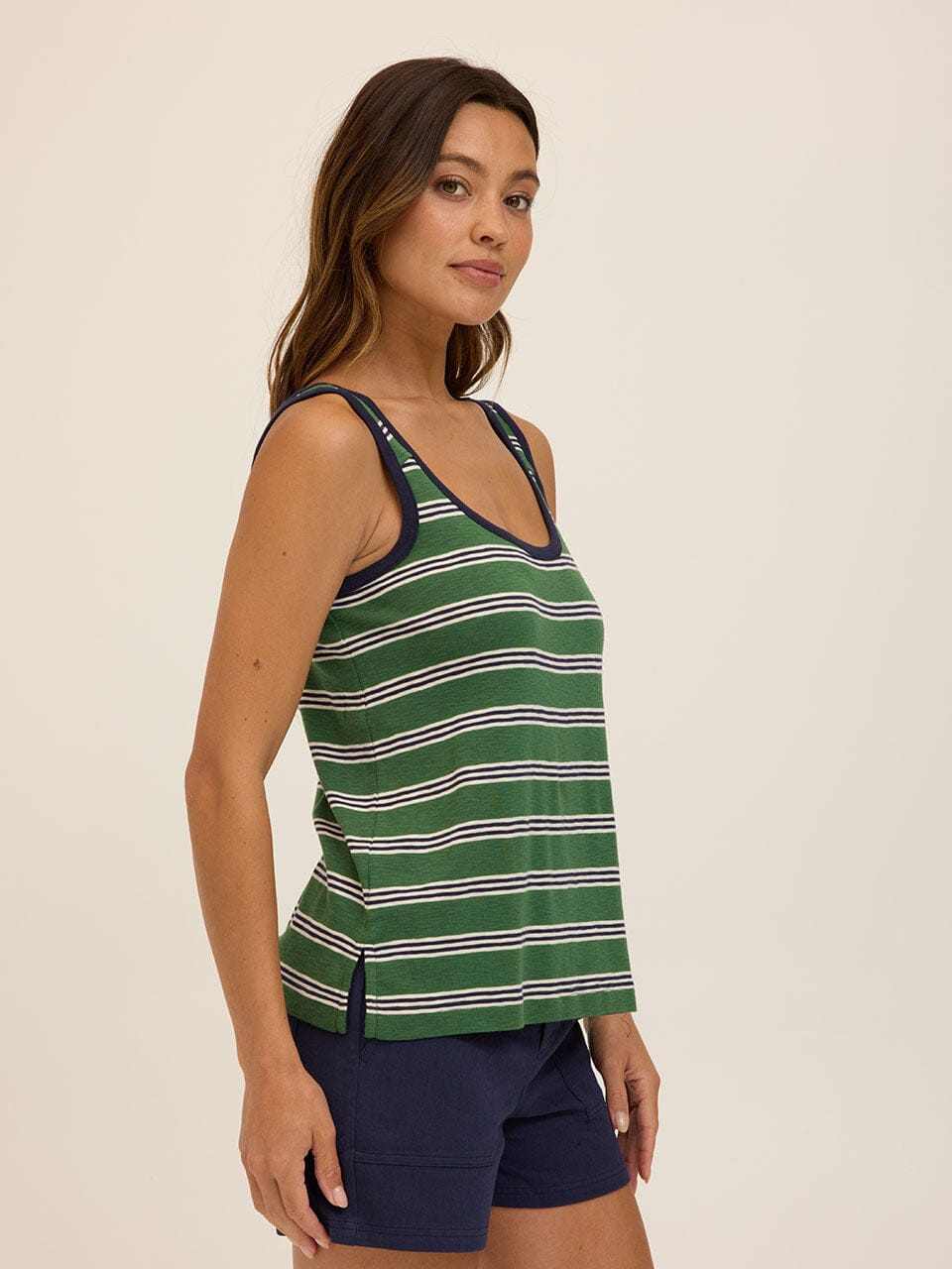 Madelena Tripoli Stripe Textured Slub Jersey Tank