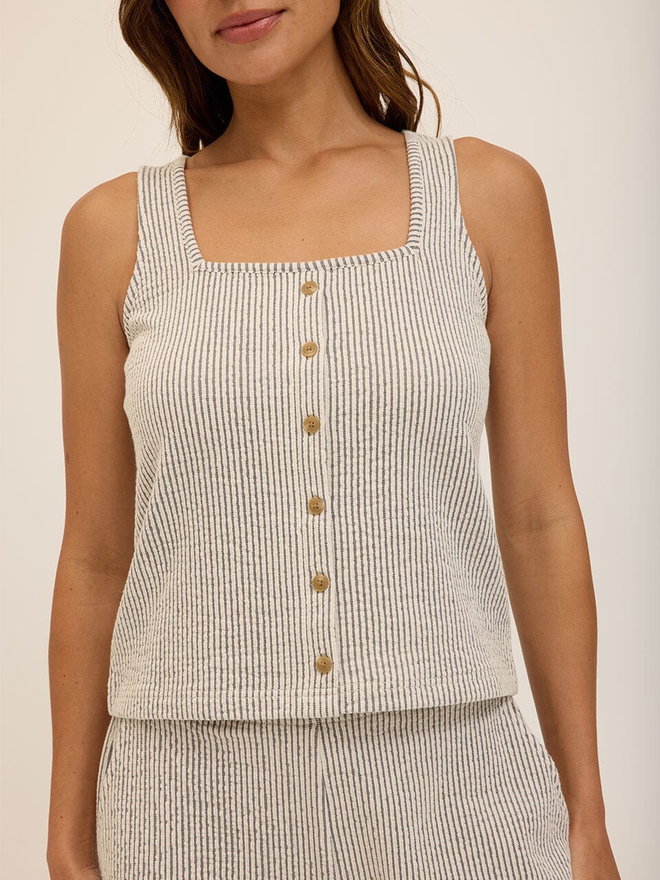 Jamila Stretch Seersucker Tank