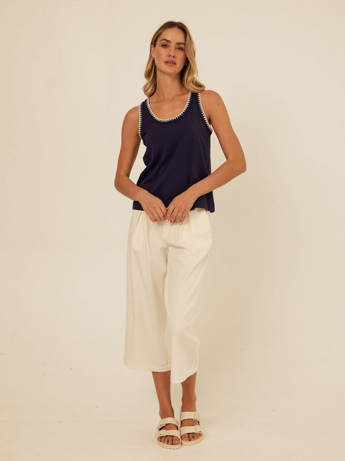 Genevieve Novelty Stitch Eco Jersey Tank