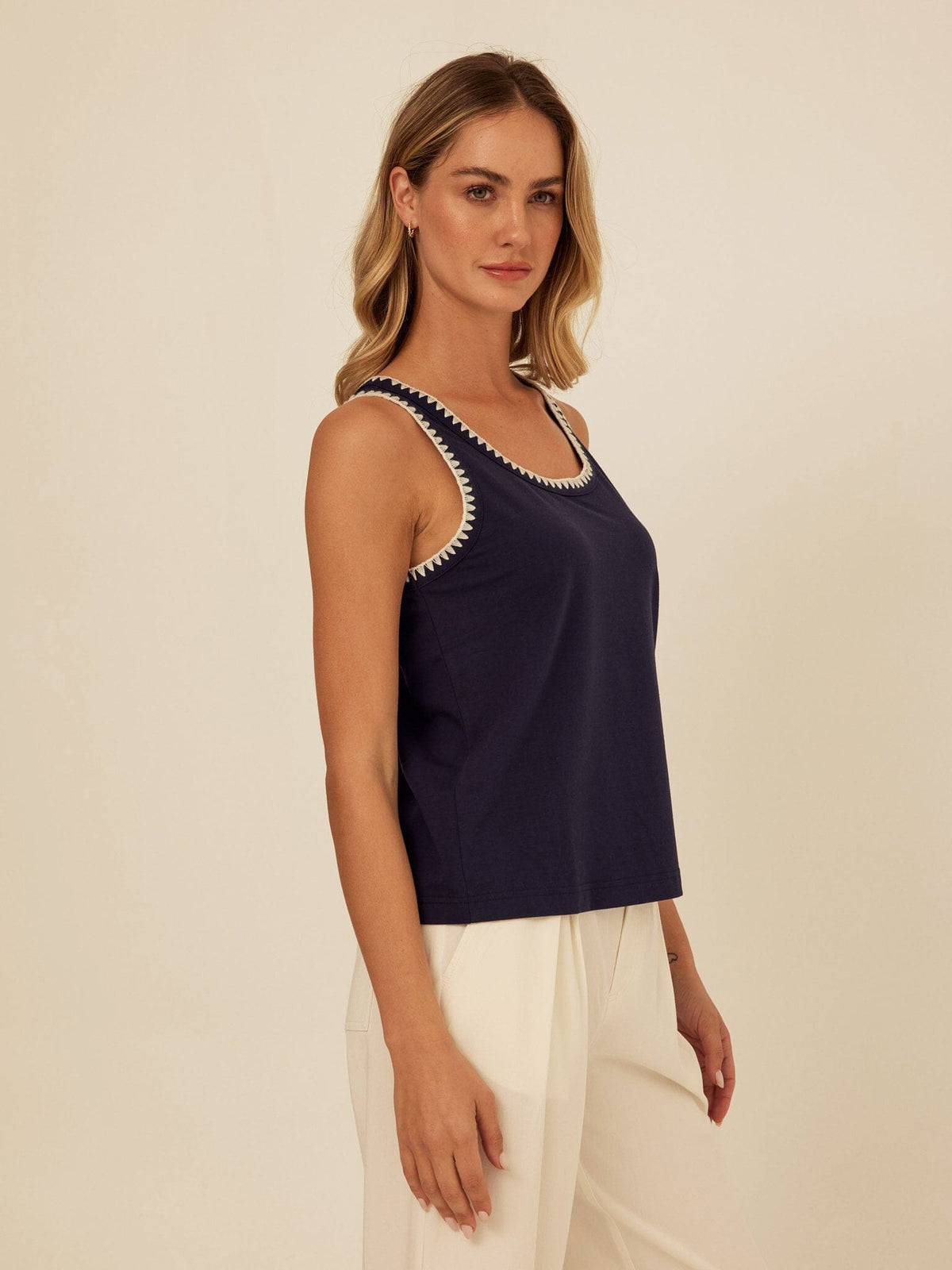 Genevieve Novelty Stitch Eco Jersey Tank