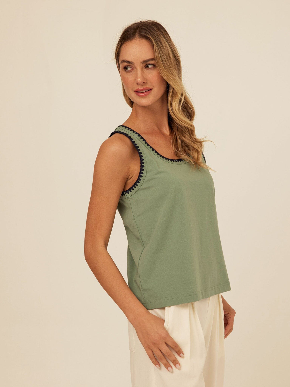 Genevieve Novelty Stitch Eco Jersey Tank