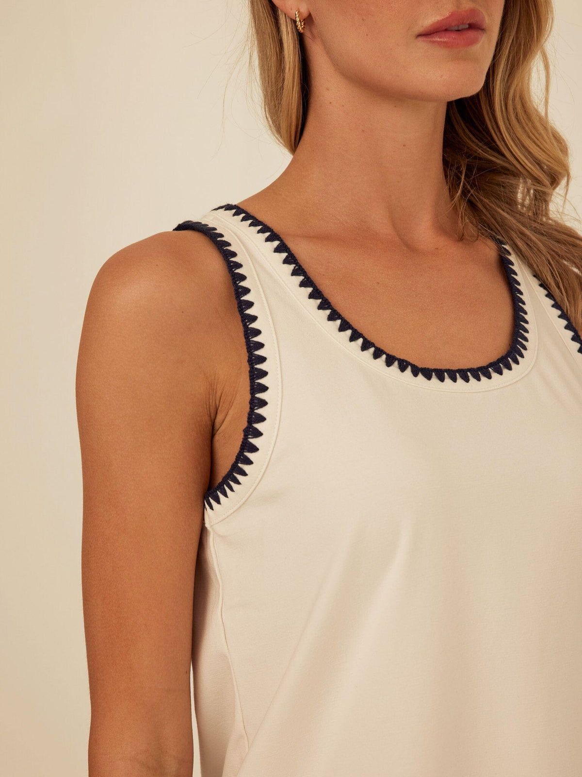 Genevieve Novelty Stitch Eco Jersey Tank