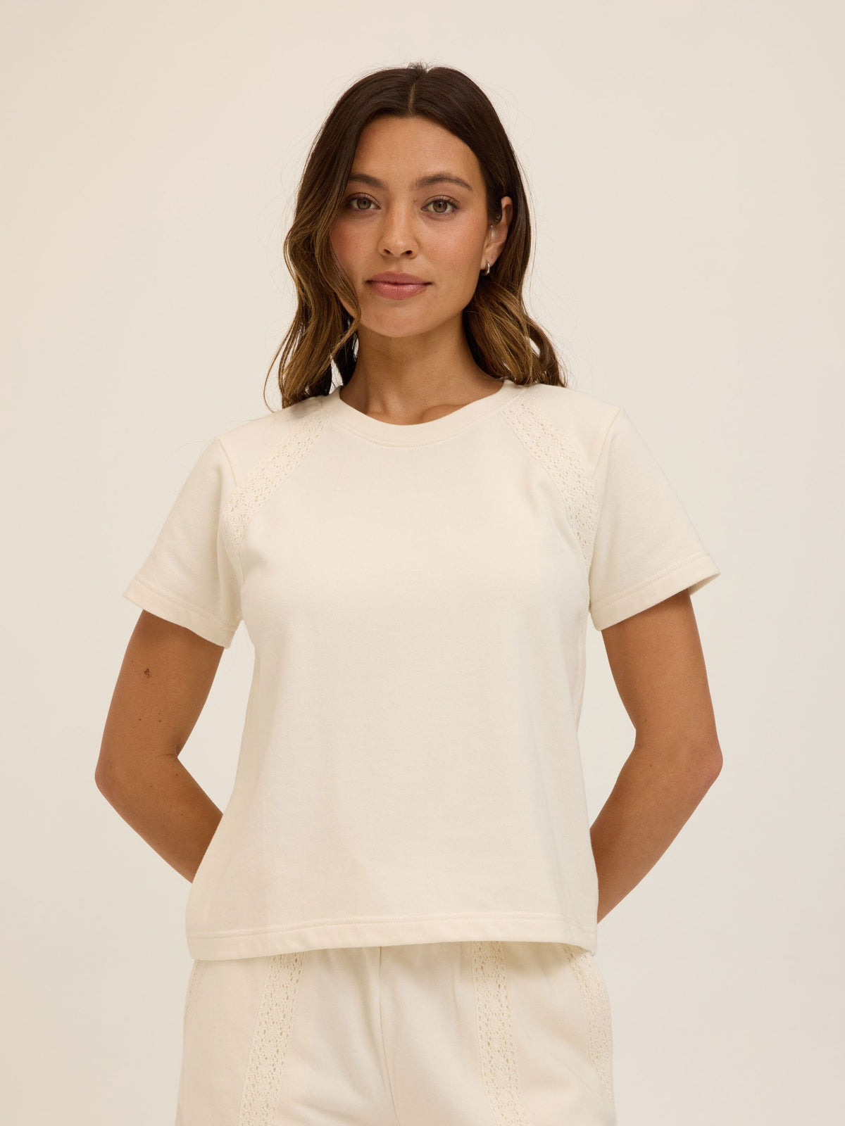 Keilani Cotton Terry Lace Mix Tee